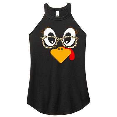 Cute Turkey Face Matching Family Costume Thanksgiving Day Women's Perfect Tri Rocker Tank