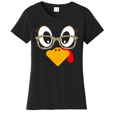 Cute Turkey Face Matching Family Costume Thanksgiving Day Women's T-Shirt