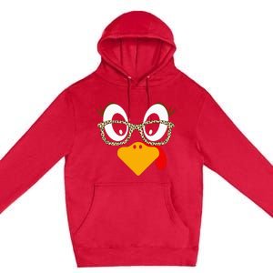 Cute Turkey Face Matching Family Costume Thanksgiving Day Premium Pullover Hoodie