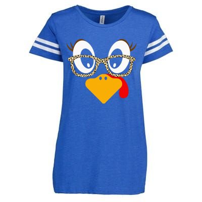 Cute Turkey Face Matching Family Costume Thanksgiving Day Enza Ladies Jersey Football T-Shirt