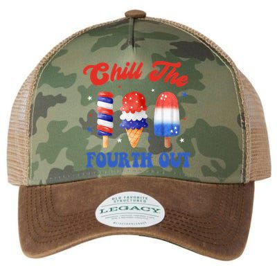 Chill The Fourth Out Funny 4th Of July Icecream Legacy Tie Dye Trucker Hat