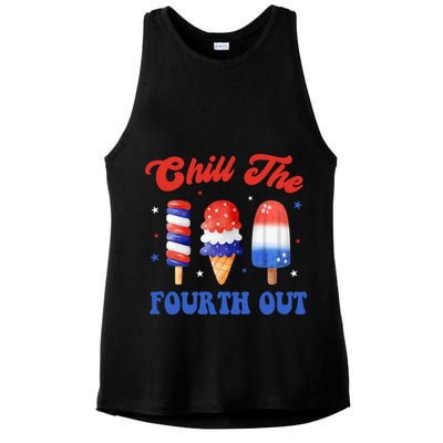 Chill The Fourth Out Funny 4th Of July Icecream Ladies PosiCharge Tri-Blend Wicking Tank