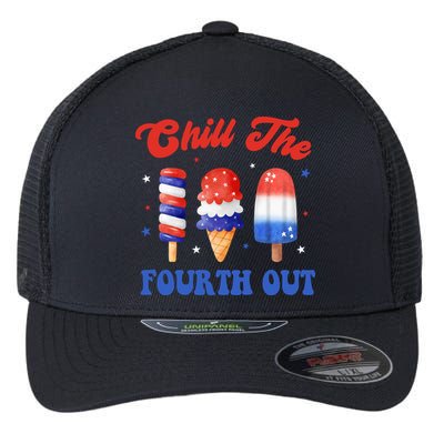 Chill The Fourth Out Funny 4th Of July Icecream Flexfit Unipanel Trucker Cap
