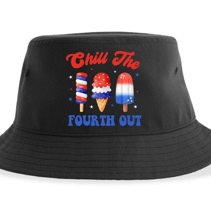 Chill The Fourth Out Funny 4th Of July Icecream Sustainable Bucket Hat