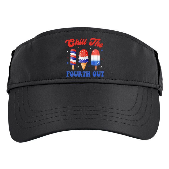 Chill The Fourth Out Funny 4th Of July Icecream Adult Drive Performance Visor