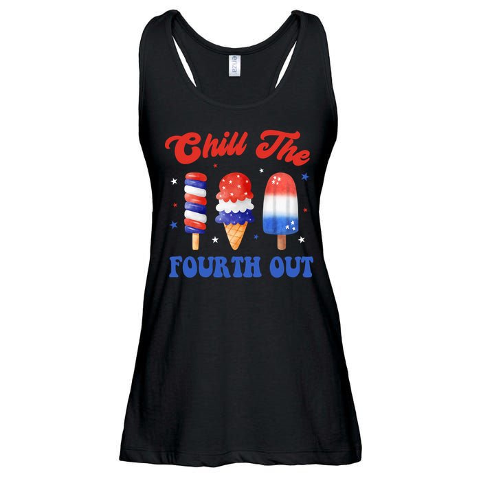Chill The Fourth Out Funny 4th Of July Icecream Ladies Essential Flowy Tank