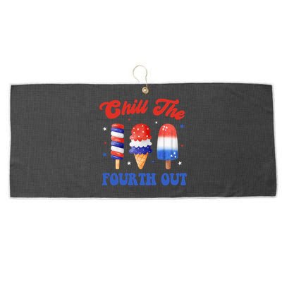 Chill The Fourth Out Funny 4th Of July Icecream Large Microfiber Waffle Golf Towel