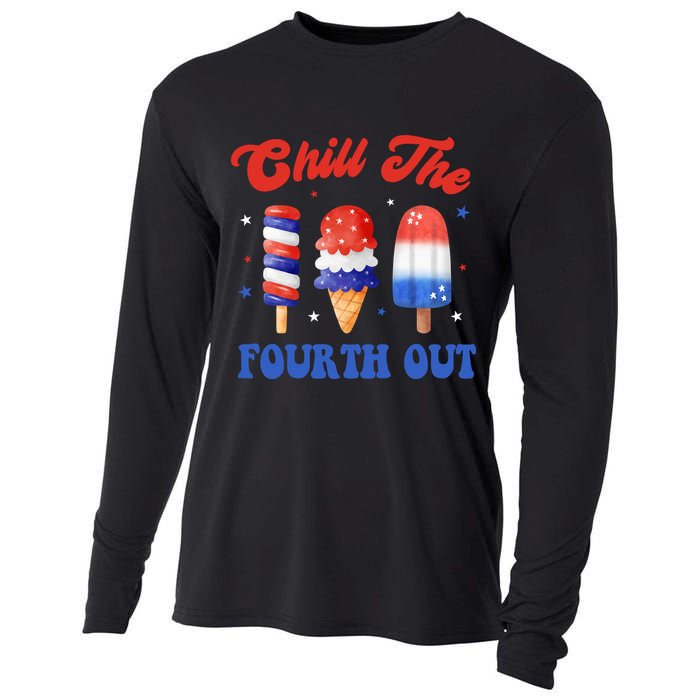 Chill The Fourth Out Funny 4th Of July Icecream Cooling Performance Long Sleeve Crew