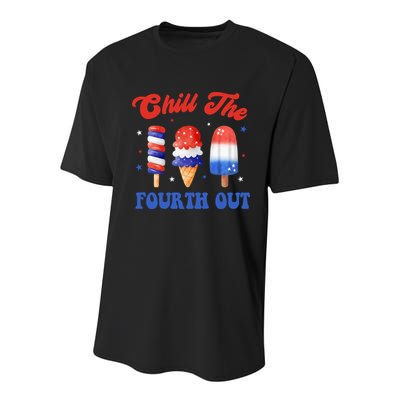 Chill The Fourth Out Funny 4th Of July Icecream Youth Performance Sprint T-Shirt