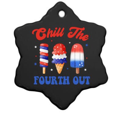 Chill The Fourth Out Funny 4th Of July Icecream Ceramic Star Ornament