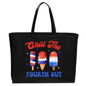 Chill The Fourth Out Funny 4th Of July Icecream Cotton Canvas Jumbo Tote