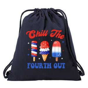 Chill The Fourth Out Funny 4th Of July Icecream Drawstring Bag