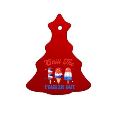 Chill The Fourth Out Funny 4th Of July Icecream Ceramic Tree Ornament