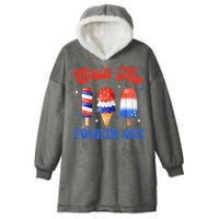 Chill The Fourth Out Funny 4th Of July Icecream Hooded Wearable Blanket