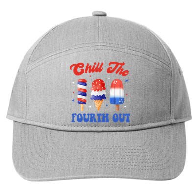 Chill The Fourth Out Funny 4th Of July Icecream 7-Panel Snapback Hat