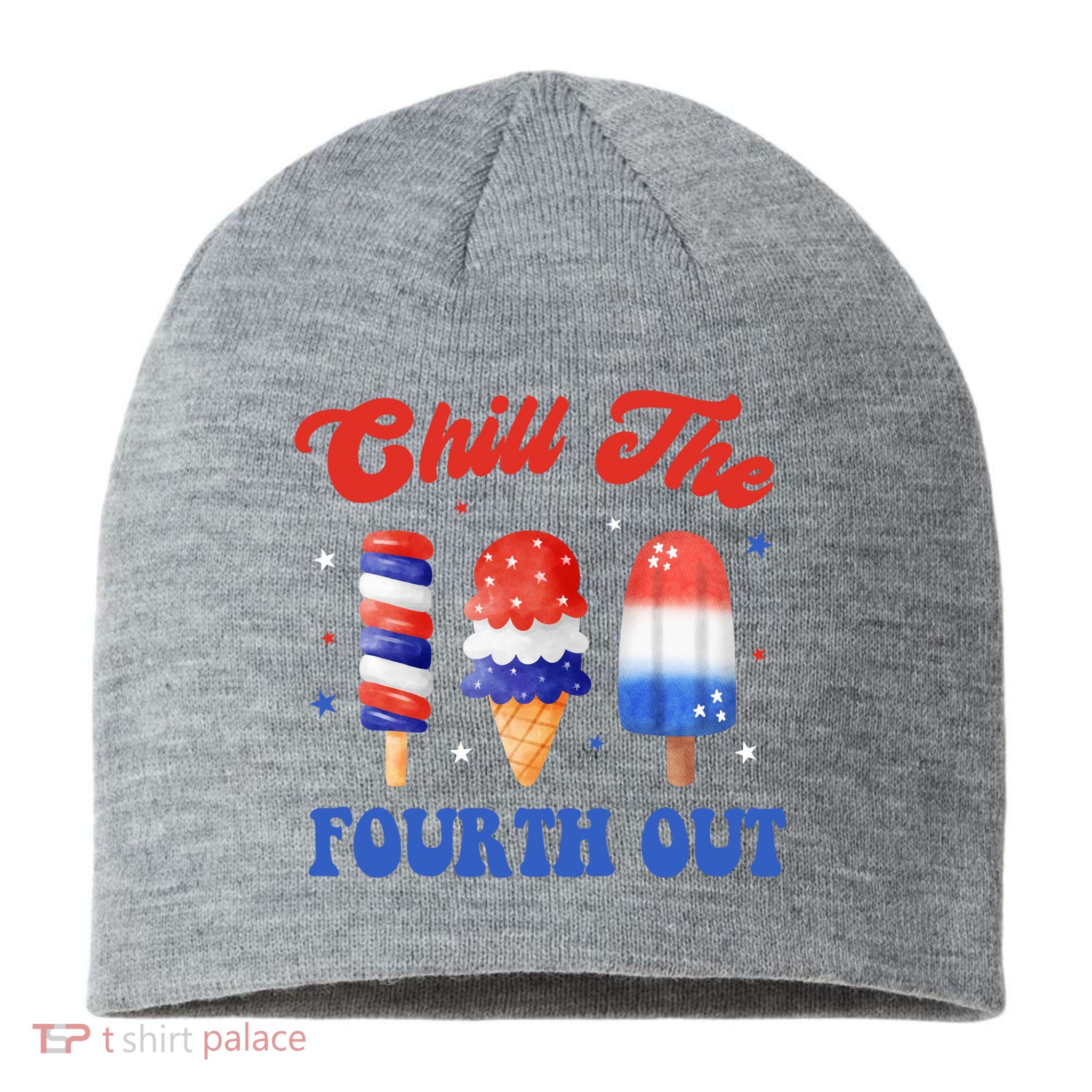 Chill The Fourth Out Funny 4th Of July Icecream Sustainable Beanie