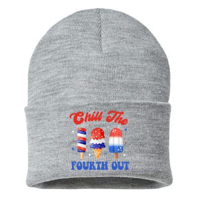 Chill The Fourth Out Funny 4th Of July Icecream Sustainable Knit Beanie