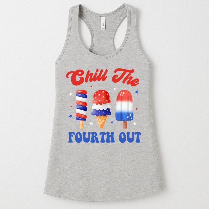 Chill The Fourth Out Funny 4th Of July Icecream Womens Tank Top