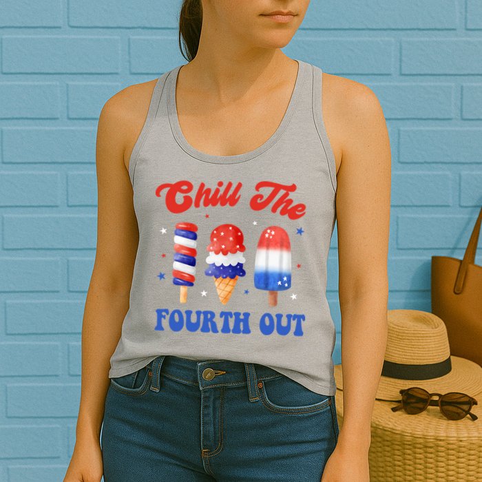 Chill The Fourth Out Funny 4th Of July Icecream Womens Tank Top
