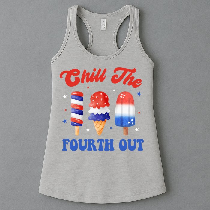 Chill The Fourth Out Funny 4th Of July Icecream Womens Tank Top
