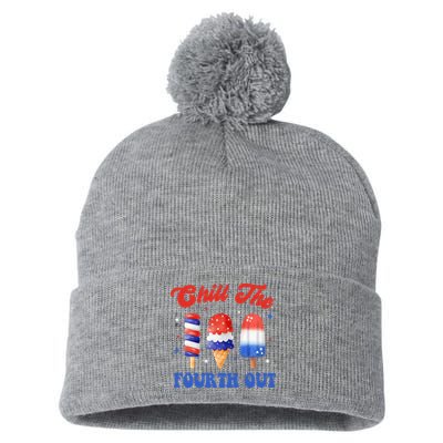 Chill The Fourth Out Funny 4th Of July Icecream Pom Pom 12in Knit Beanie
