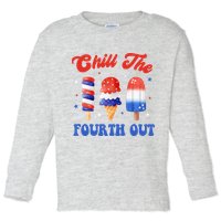 Chill The Fourth Out Funny 4th Of July Icecream Toddler Long Sleeve Shirt