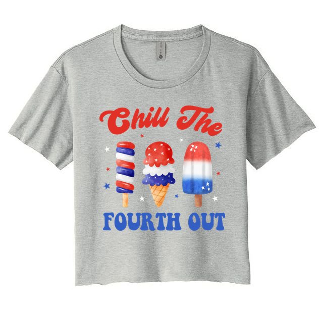 Chill The Fourth Out Funny 4th Of July Icecream Crop Top