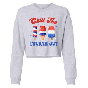 Chill The Fourth Out Funny 4th Of July Icecream Cropped Pullover Crew