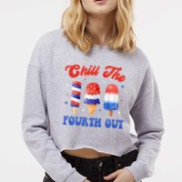 Chill The Fourth Out Funny 4th Of July Icecream Cropped Pullover Crew