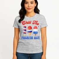 Chill The Fourth Out Funny 4th Of July Icecream Womens T-Shirt