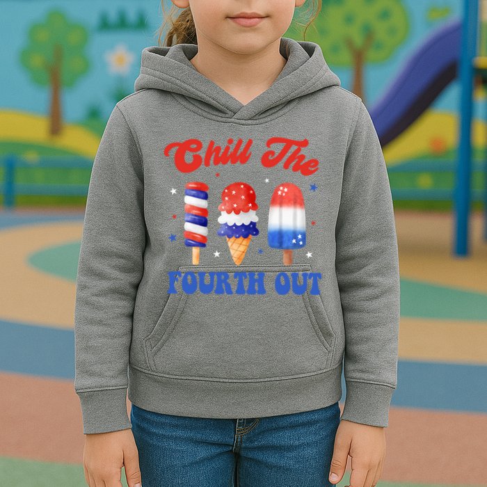 Chill The Fourth Out Funny 4th Of July Icecream Kids Hoodie
