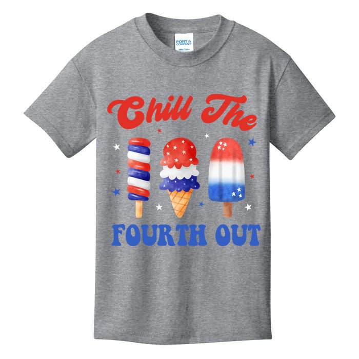 Chill The Fourth Out Funny 4th Of July Icecream Kids T-Shirt