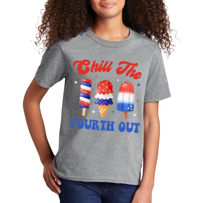 Chill The Fourth Out Funny 4th Of July Icecream Kids T-Shirt