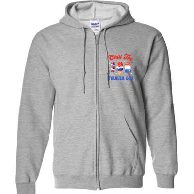 Chill The Fourth Out Funny 4th Of July Icecream Full Zip Hoodie