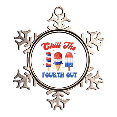 Chill The Fourth Out Funny 4th Of July Icecream Metallic Star Ornament