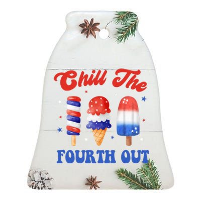 Chill The Fourth Out Funny 4th Of July Icecream Ceramic Bell Ornament