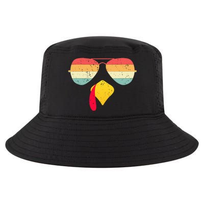 Cool Turkey Face With Sunglasses Funny Thanksgiving Cool Comfort Performance Bucket Hat