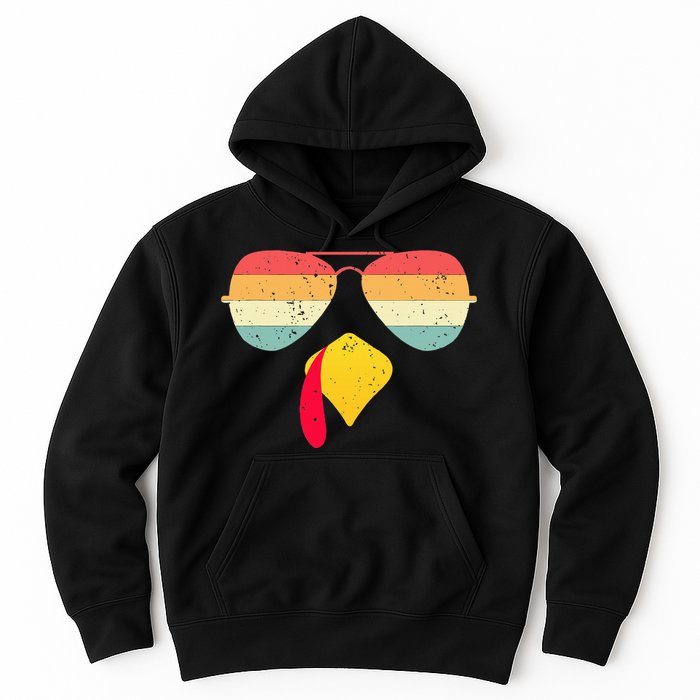 Cool Turkey Face With Sunglasses Funny Thanksgiving Hoodie