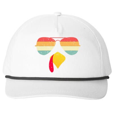 Cool Turkey Face With Sunglasses Funny Thanksgiving Snapback Five-Panel Rope Hat