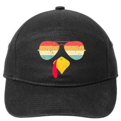 Cool Turkey Face With Sunglasses Funny Thanksgiving 7-Panel Snapback Hat