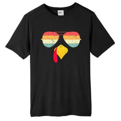 Cool Turkey Face With Sunglasses Funny Thanksgiving Tall Fusion ChromaSoft Performance T-Shirt