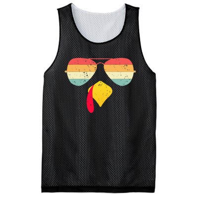 Cool Turkey Face With Sunglasses Funny Thanksgiving Mesh Reversible Basketball Jersey Tank