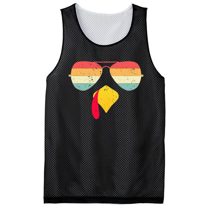 Cool Turkey Face With Sunglasses Funny Thanksgiving Mesh Reversible Basketball Jersey Tank