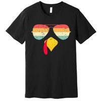 Cool Turkey Face With Sunglasses Funny Thanksgiving Premium T-Shirt