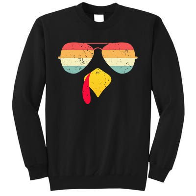 Cool Turkey Face With Sunglasses Funny Thanksgiving Tall Sweatshirt