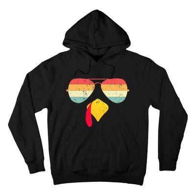 Cool Turkey Face With Sunglasses Funny Thanksgiving Tall Hoodie