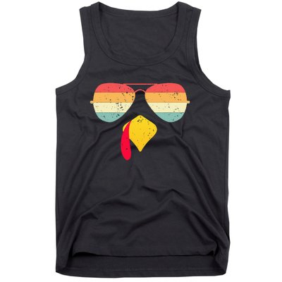 Cool Turkey Face With Sunglasses Funny Thanksgiving Tank Top