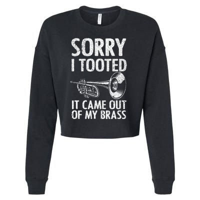 Cool Trumpet For Women Trumpet Player Jazz Band Trombone Cropped Pullover Crew