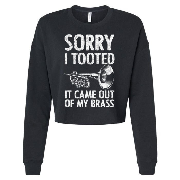 Cool Trumpet For Women Trumpet Player Jazz Band Trombone Cropped Pullover Crew