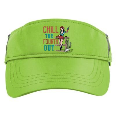 Chill The Fourth Out Retro Western Cowgirl Happy 4th Of July Adult Drive Performance Visor